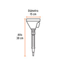 Embudo plástico Truper 500 ml, cuello flexible con filtro