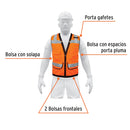 Chaleco de seguridad reforzado Truper con bolsas, talla Mediana