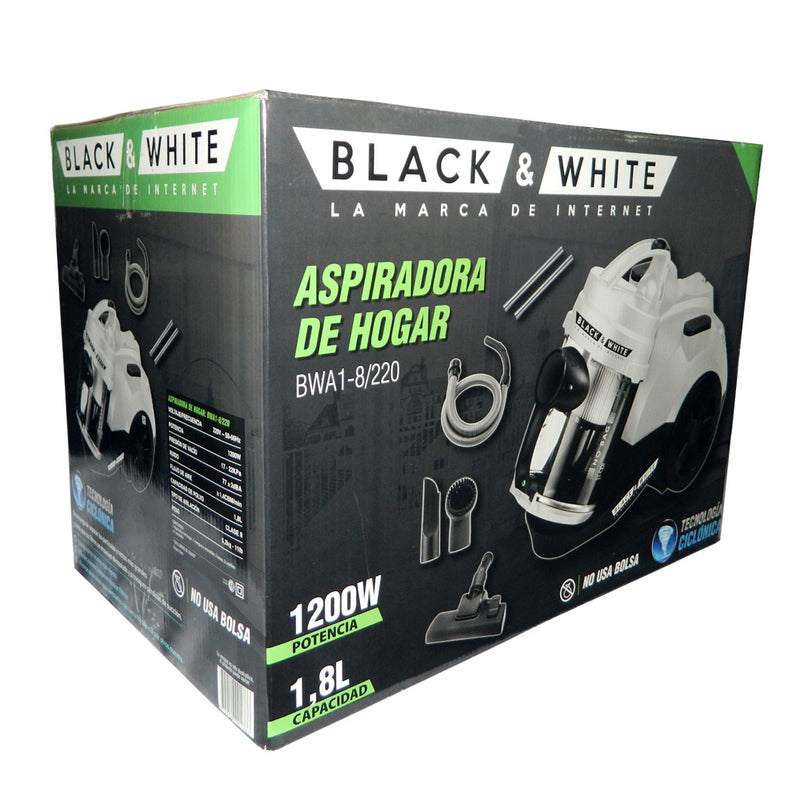 Aspiradora hogar Black & White 1200W, 1.8 Litros
