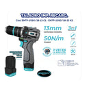 TALADRO DE IMPACTO RECARGABLE 18V C/ 2BAT 1.5AH + CARG DIRECTO 1.5AH, EN MALETIN