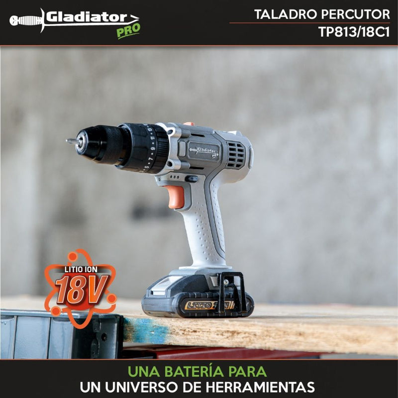 Taladro Percutor Recargable Gladiator 113mm 18V