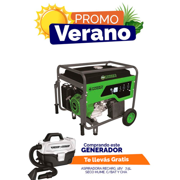 COMBO GENERADOR 7,5KW + ASPIRADORA 18V + BAT Y CARG