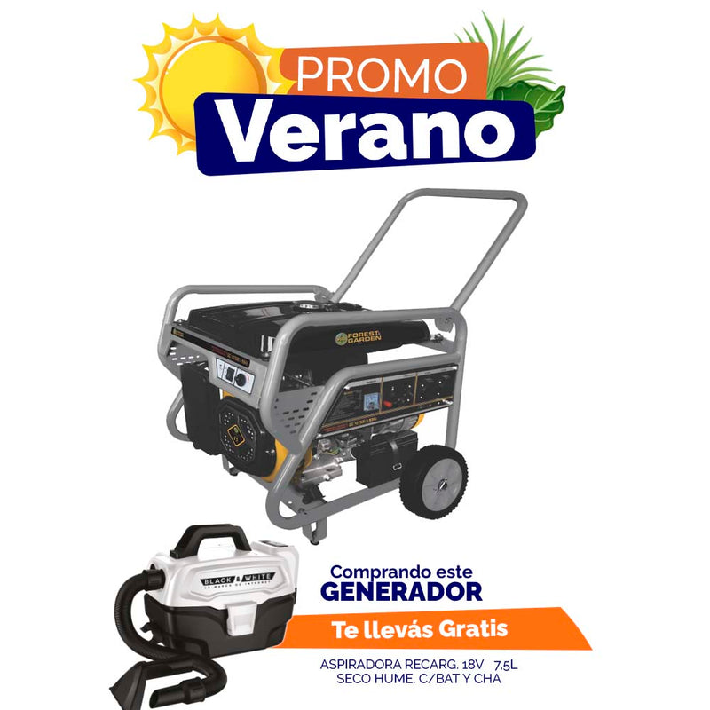 COMBO GENERADOR 6,8KW + ASPIRADORA 18V + BAT Y CARG