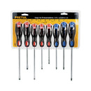 JUEGO DE  8 DESARMADORES MANGO COMFORT GRIP, PRETUL
