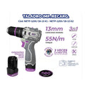 TALADRO DE IMPACTO RECARGABLE 18V + 2BAT. 2AH + CARG. 1.5AH 55NM EN MALETIN