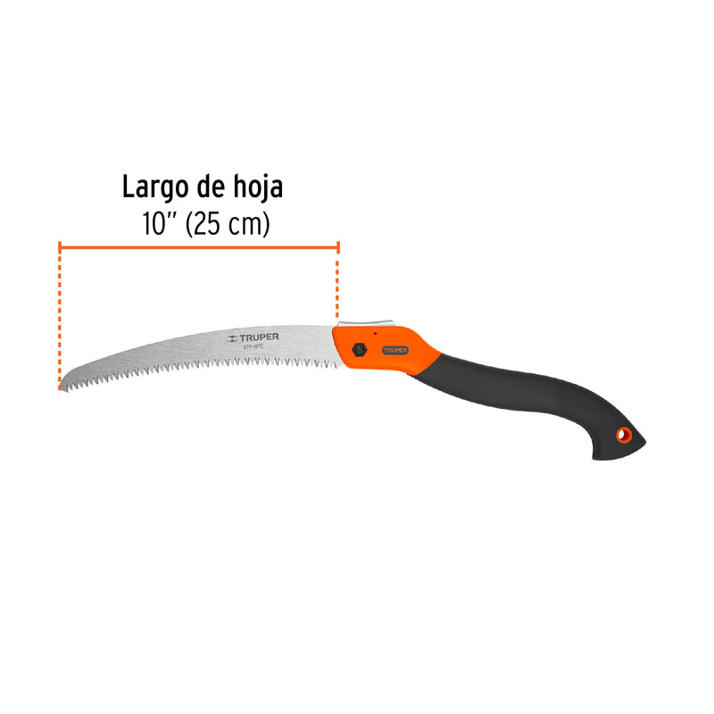 Serrucho plegable Truper 10", hoja curva con mango plástico