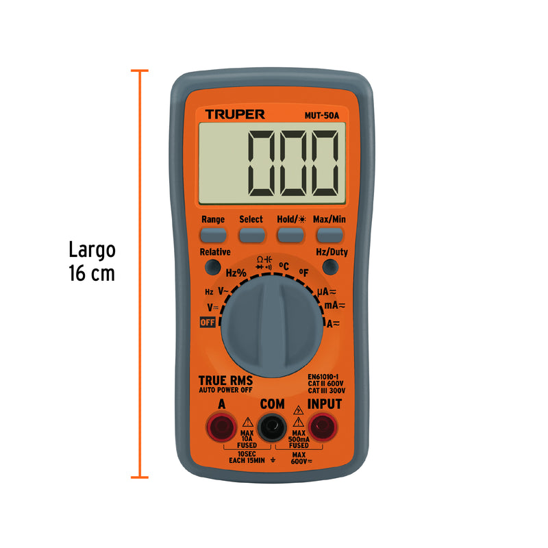 Multimetro profesional Truper con RMS verdadero y auto rango