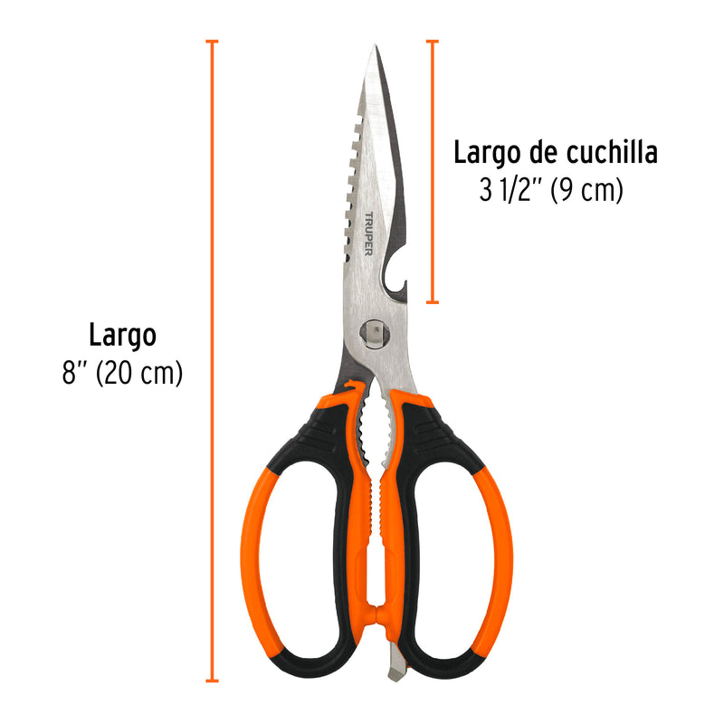 Tijera 8" multiusos Truper, para cocina