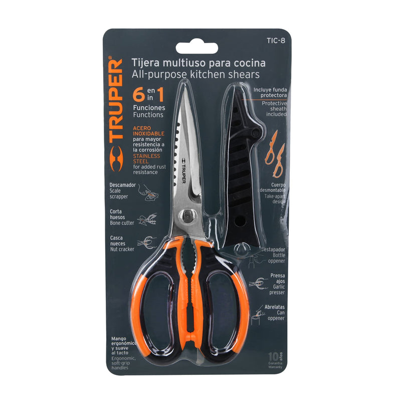 Tijera 8" multiusos Truper, para cocina