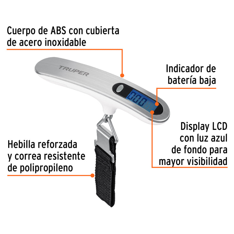 BASCULA DIGITAL 50KG P/EQUIPAJE TRUPER