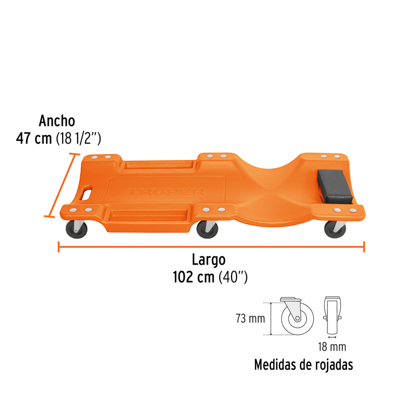 Camilla para mecánico Truper de 40", plástico