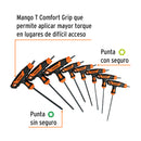 Juego de 8 llaves torx extralargas con mango T, Truper