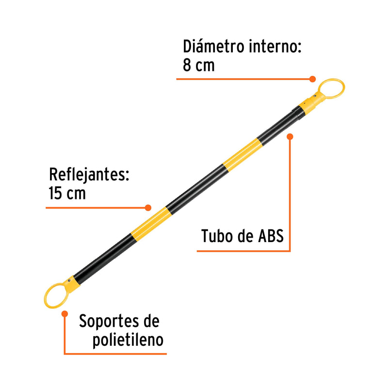 Barra extensible de 1.3 a 2.1 m Truper,  reflejante para conos