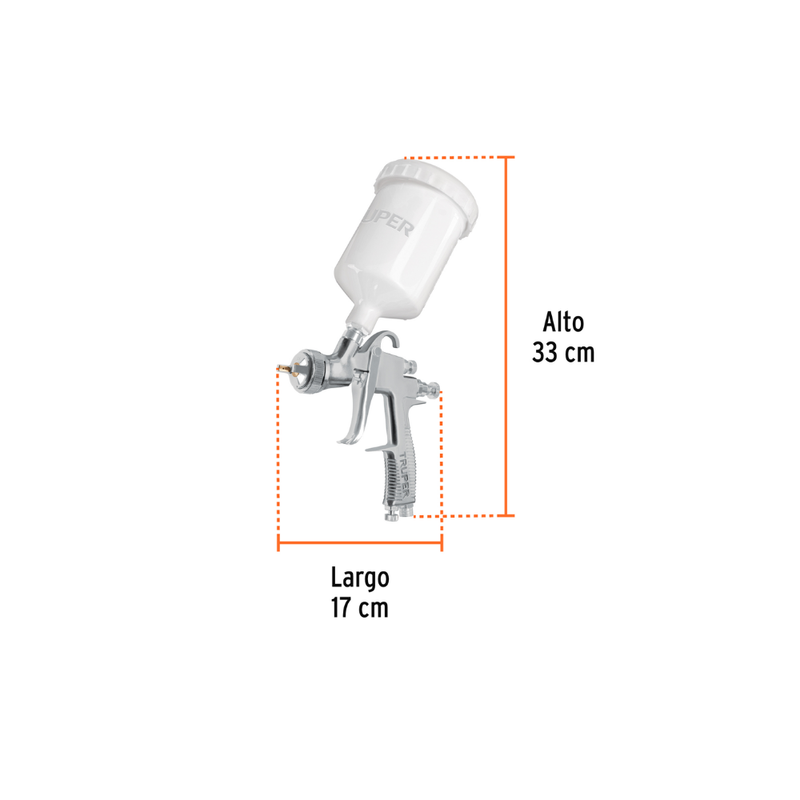 PISTOLA P/PINTAR GRAVEDAD LVLP VASO PLASTICO, 1.7 MM
