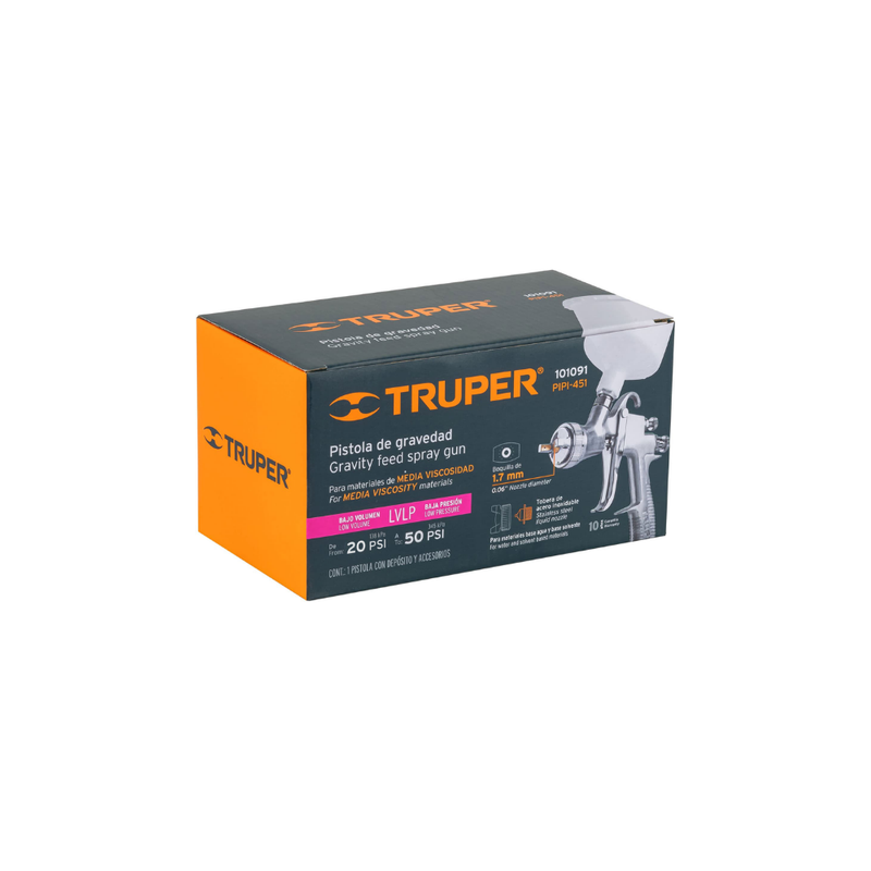 PISTOLA P/PINTAR GRAVEDAD LVLP VASO PLASTICO, 1.7 MM