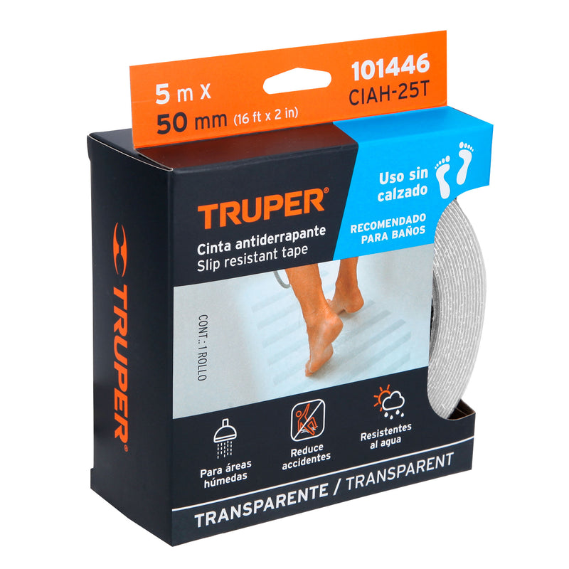 5m cinta  antiderrapante Truper, 50mm para áreas húmedas