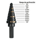 Broca escalonada óxido negro 11 escalones 1/4" a 7/8", Truper