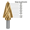 Broca escalonada titanio 12 escalones 7/16" a 1-1/8", Truper