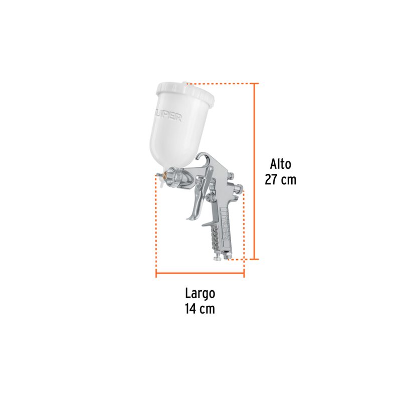 PISTOLA P/PINTAR GRAVEDAD LVMP VASO PLASTICO, 1.4 MM