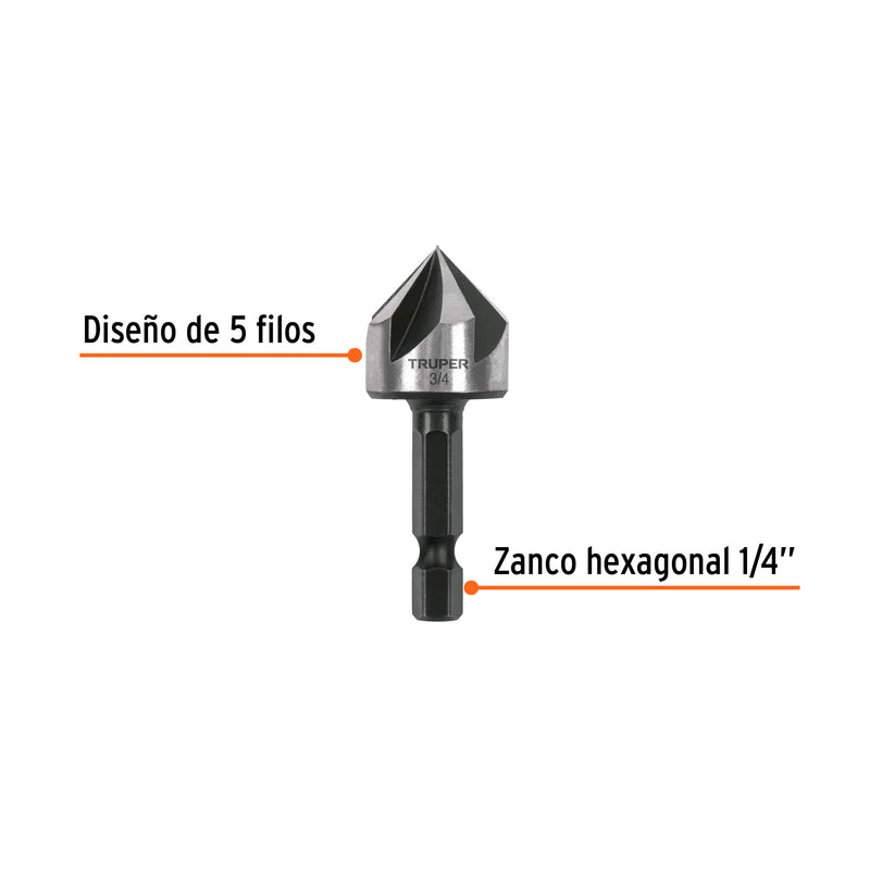 Avellanador HSS cambio rápido 3/4"