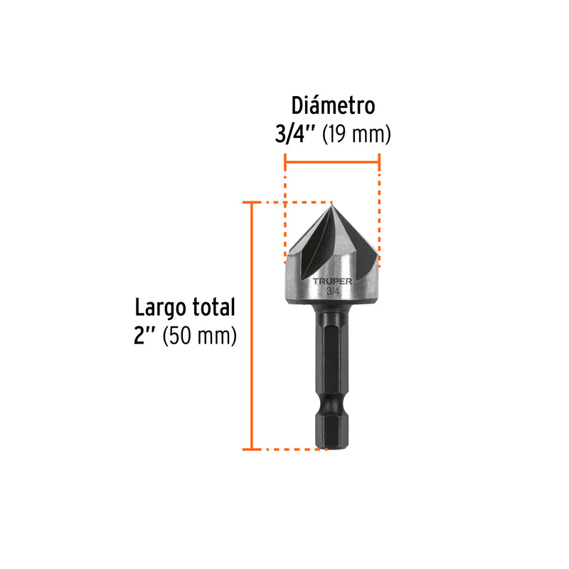 Avellanador HSS cambio rápido 3/4"