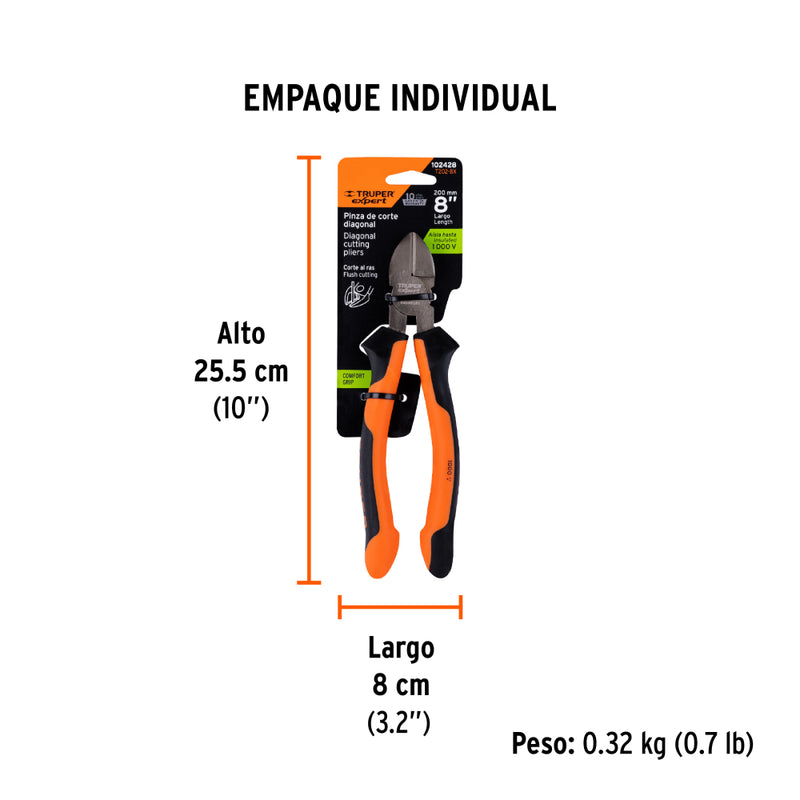 ALICATE AISLADO 1000 V CORTE LATERAL 8"