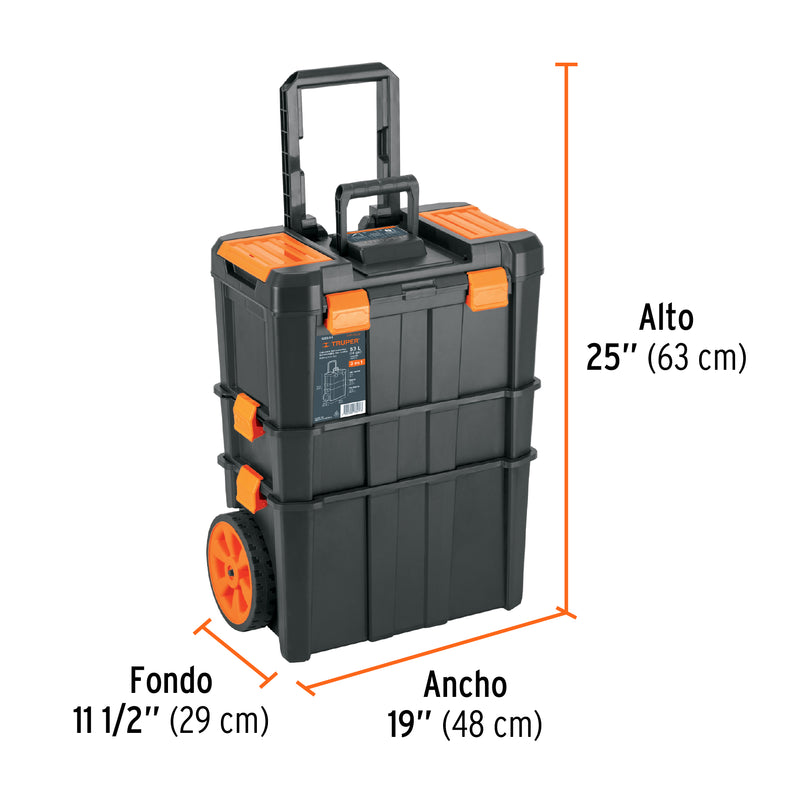 Caja para herramientas 19"x25" 3 en 1 desmontable con ruedas