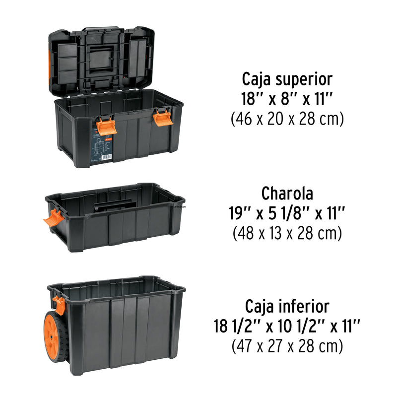 Caja para herramientas 19"x25" 3 en 1 desmontable con ruedas