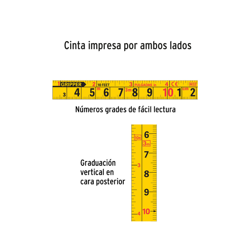 Cinta Métrica Gripper 5 m cinta 13 mm display box con 12 piezas