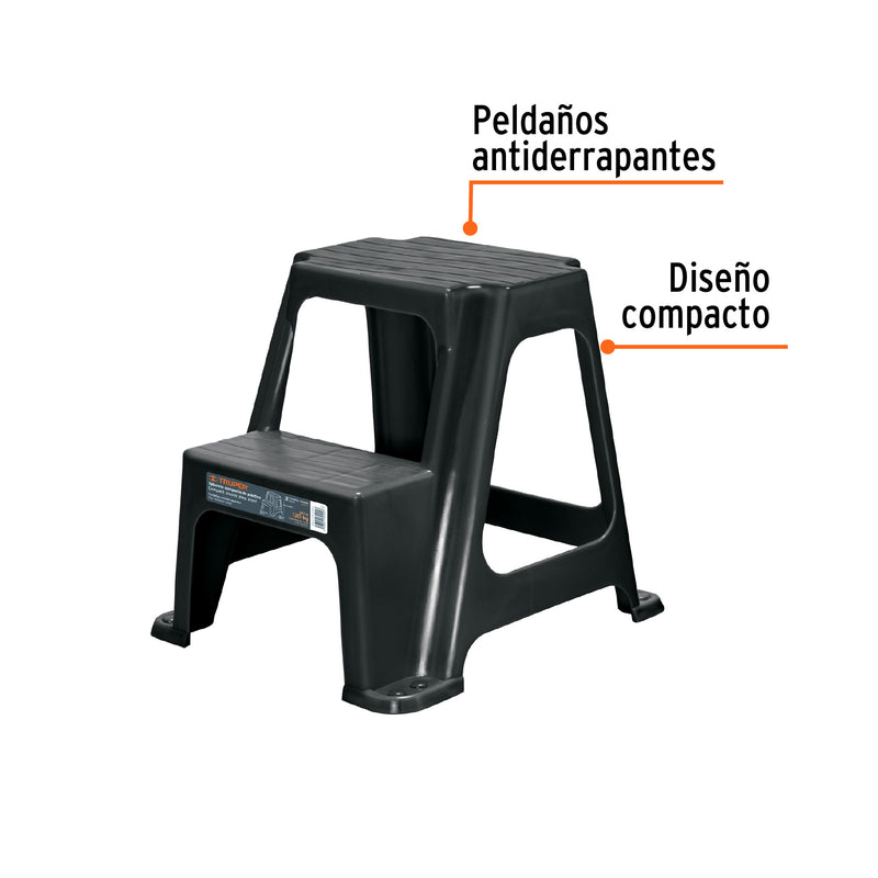 Taburete ligero de plástico Truper, 2 peldaños.