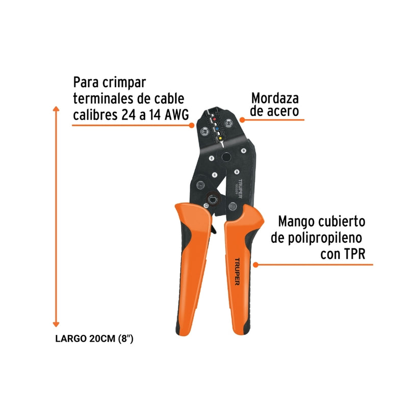 PINZA DE CRIMPADO PARA TERMINALES, TRUPER