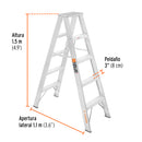 Escalera de tijera doble, tipo ll, 4 escalones, Truper