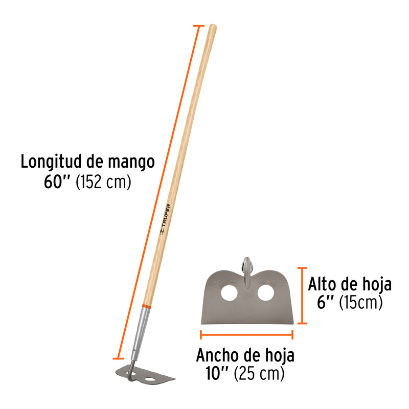 Azadón mezclero Truper 10" de ancho, mango 60"