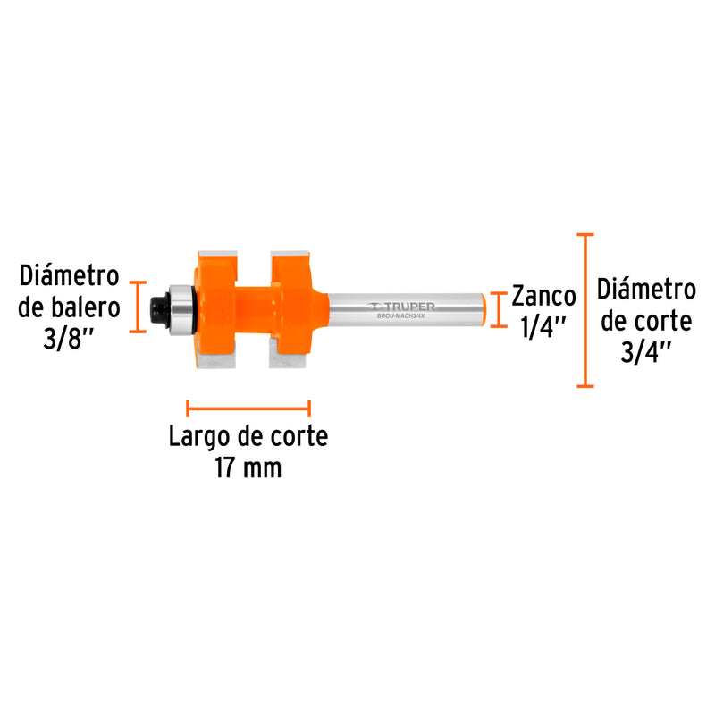 Juego de 2  brocas para router, 3/4", Truper