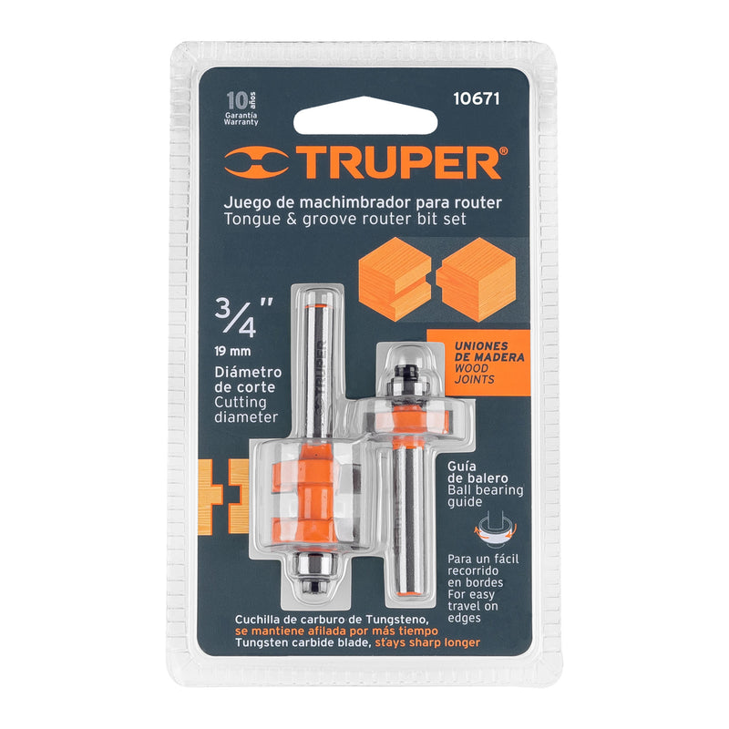 Juego de 2  brocas para router, 3/4", Truper