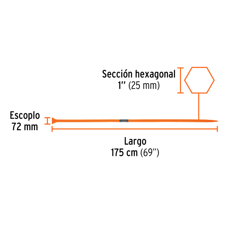 Barreta de punta de 1"x175 cm, Truper