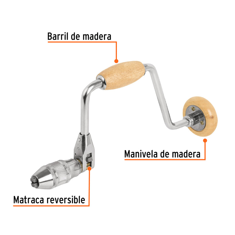 TALADRO MANUAL PROF REVERS. DE 12"'