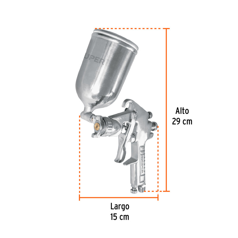 Pistola compacta p/retoque LVMP vaso alum, 0.5 mm, Truper