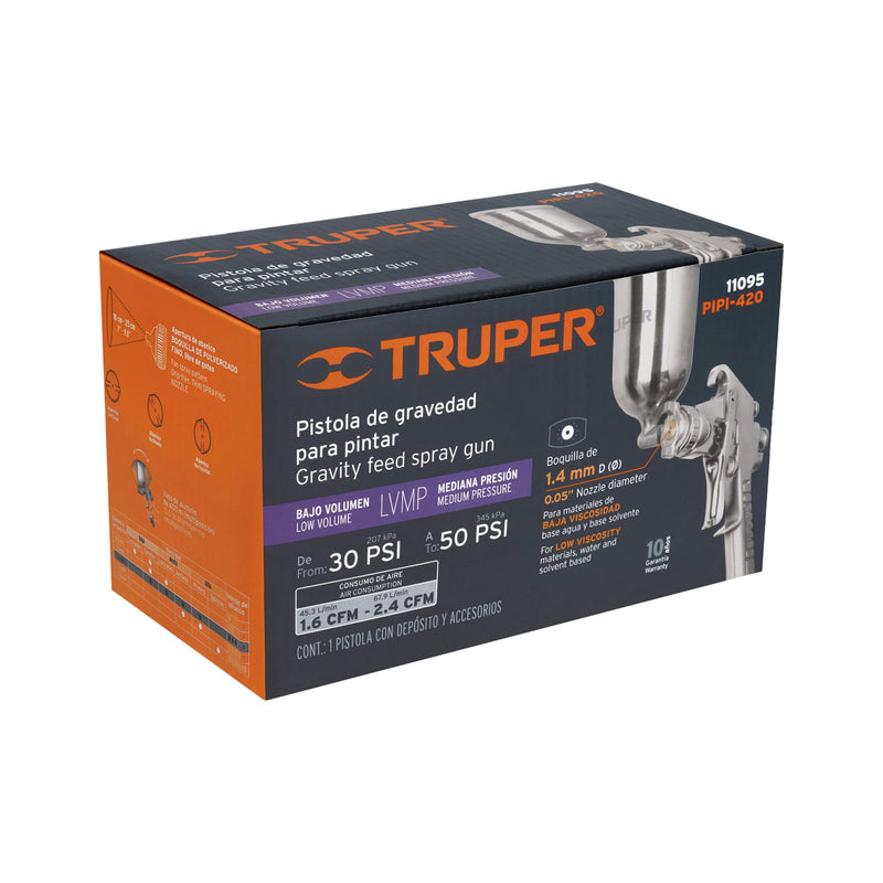 Pistola compacta p/retoque LVMP vaso alum, 0.5 mm, Truper
