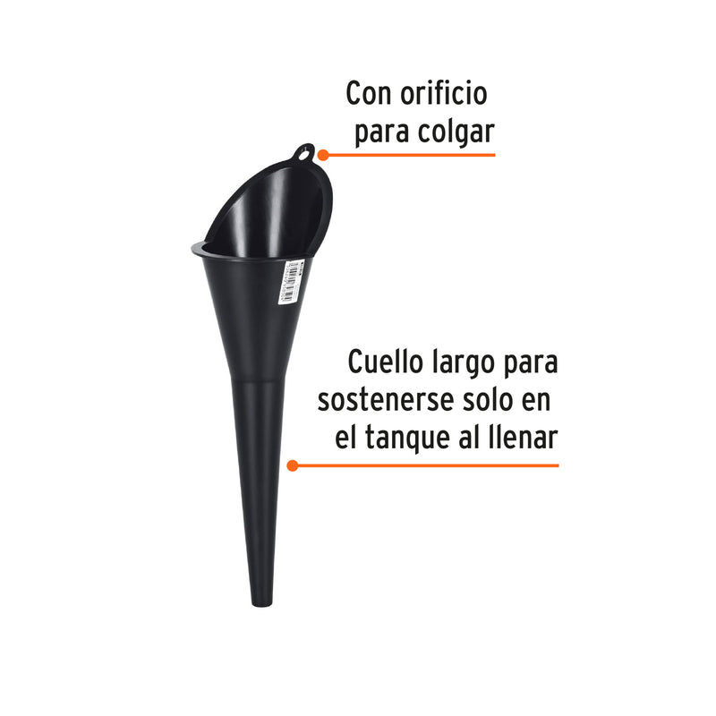 Embudo plástico 250 ml, cuello rígido