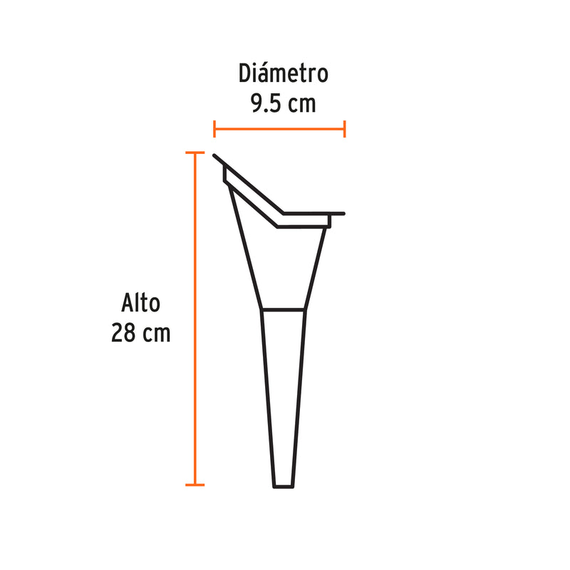 Embudo plástico 250 ml, cuello rígido