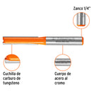 Broca para router, recta 2 filos, 1/4", larga, Truper