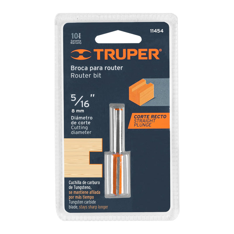 Broca para router, recta 2 filos, 5/16", Truper