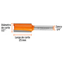 Broca para router, recta 2 filos, 1/2", Truper