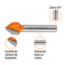 Broca para router, corte en "V", 1/2", Truper