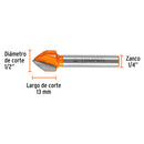 Broca para router, corte en "V", 1/2", Truper