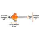 Broca para router Truper de 1" con balero, redondeado con moldura
