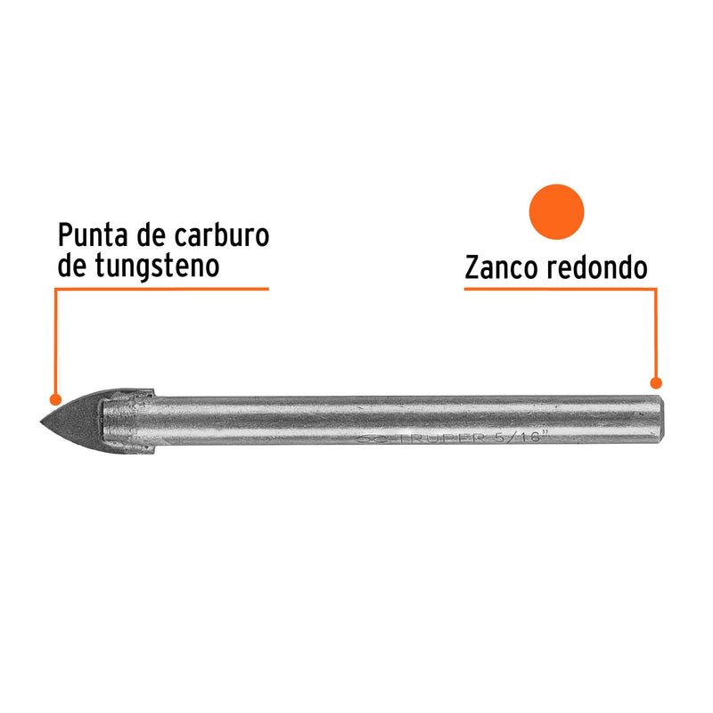 Broca para vidrio y azulejo de 5/16", Truper