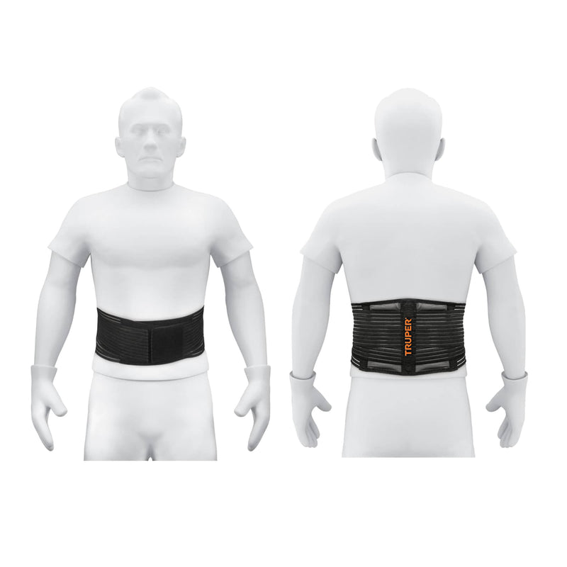 Faja lumbar Truper tipo cinturón de malla transpirable, talla Grande