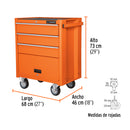 Gabinete metálico móvil Truper, 4 cajones, capacidad 90 kg